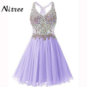 Planet Gates picture color / 2 V Neck Short Cocktail Dresses Chiffon Pleat Ruffles Beaded Crystal Rhinestone Formal Party Dress Real Picture