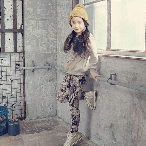 Planet Gates picture color / 3T Teenage Girls Clothing Sets Autumn Letter Print T-shirts + Harem Pants Costume Kids Clothes Vetement Enfant Fille 12 13 14