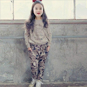 Planet Gates picture color / 3T Teenage Girls Clothing Sets Autumn Letter Print T-shirts + Harem Pants Costume Kids Clothes Vetement Enfant Fille 12 13 14