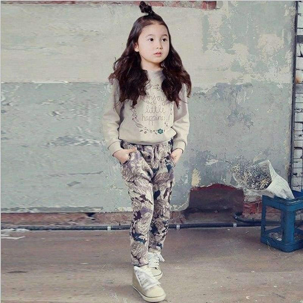 Planet Gates picture color / 3T Teenage Girls Clothing Sets Autumn Letter Print T-shirts + Harem Pants Costume Kids Clothes Vetement Enfant Fille 12 13 14