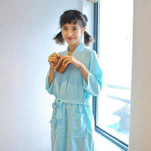 Planet Gates Picture color 4 / XL Unisex Men Women Solid Cotton Waffle Sleep Lounge summer Bathrobe Nightgowns Lovers Robes