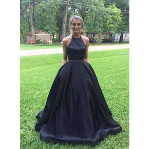 Planet Gates picture color 5 / 2 Marriage Satin Halter A Line Long Evening Dresses 2018 Sleeveless Backless Beading Floor Length Evening Dress HFY50901