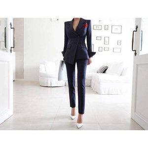 Planet Gates picture color / S Striped Pant Suits Single Breasted Blazer Jacket and Slim Pencil Pant 2 Pieces Set Female Wear to Business Suits