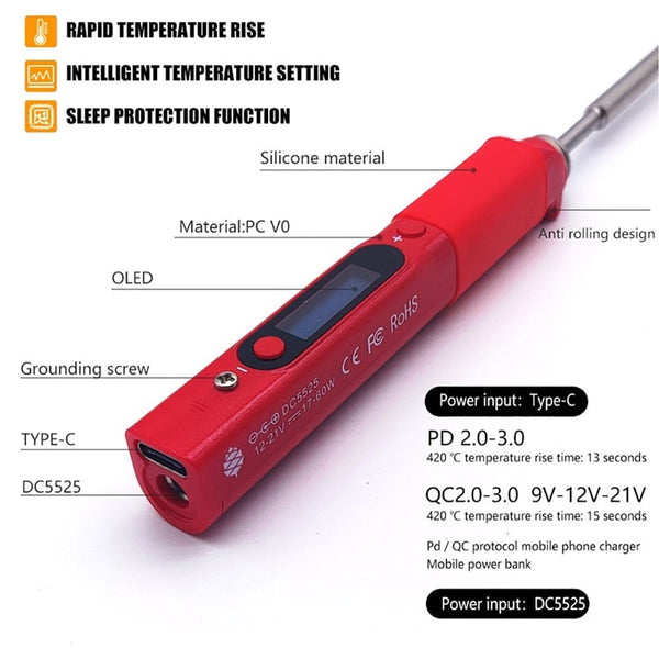Planet Gates Pine64 Pinecil Soldering Iron Portable Mini USB Interface For Welding tools constant temperature Intelligent maintenance Electr