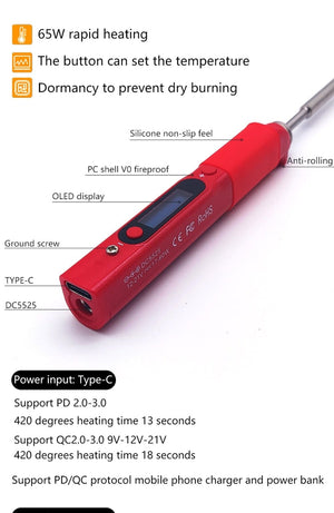 Planet Gates Pine64 Pinecil Soldering Iron Portable Mini USB Interface For Welding tools constant temperature Intelligent maintenance Electr