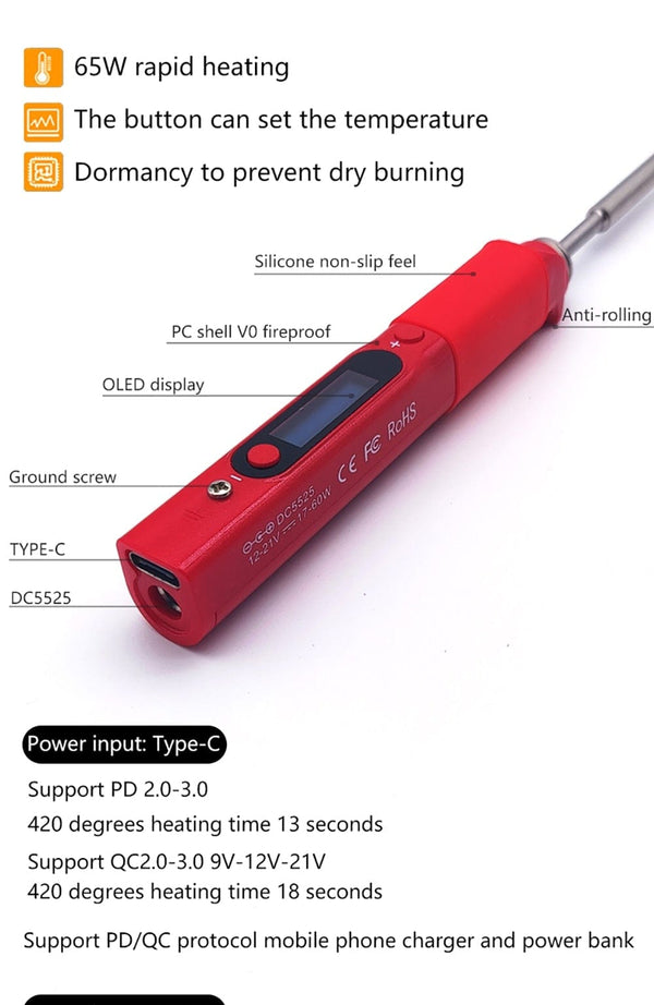Planet Gates Pine64 Pinecil Soldering Iron Portable Mini USB Interface For Welding tools constant temperature Intelligent maintenance Electr