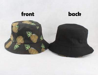 Planet Gates pineapple black Panama Bucket Hat Men Women Summer Bucket Cap Banana Print Yellow Hat Bob Hat Hip Hop Gorros Fishing Fisherman Hat