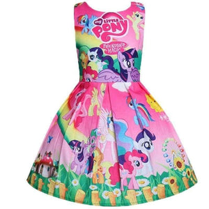 Planet Gates Pink 1 / 2T Baby Summer Princess Little Pony Rainbow Dresses For Girls Halloween Birthday Party Vestidos Dress Children Clothing