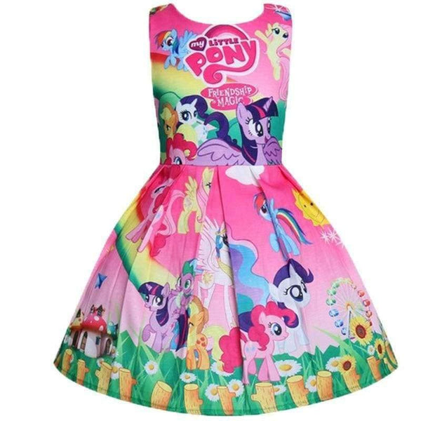 Planet Gates Pink 1 / 2T Baby Summer Princess Little Pony Rainbow Dresses For Girls Halloween Birthday Party Vestidos Dress Children Clothing