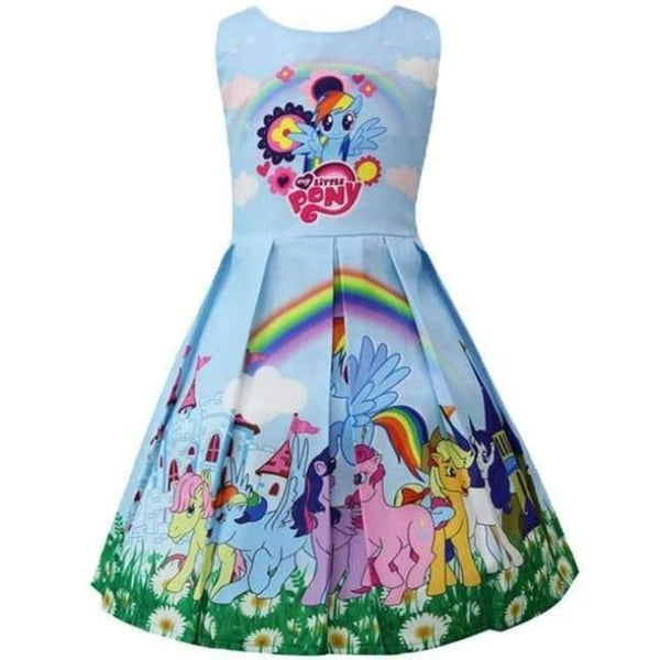 Planet Gates Pink 1 / 2T Baby Summer Princess Little Pony Rainbow Dresses For Girls Halloween Birthday Party Vestidos Dress Children Clothing