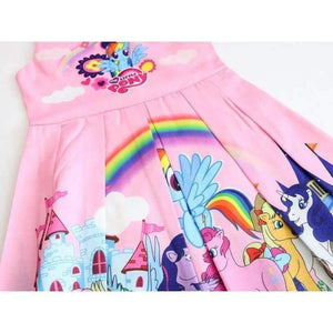Planet Gates Pink 1 / 2T Baby Summer Princess Little Pony Rainbow Dresses For Girls Halloween Birthday Party Vestidos Dress Children Clothing