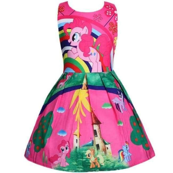 Planet Gates Pink 1 / 2T Baby Summer Princess Little Pony Rainbow Dresses For Girls Halloween Birthday Party Vestidos Dress Children Clothing