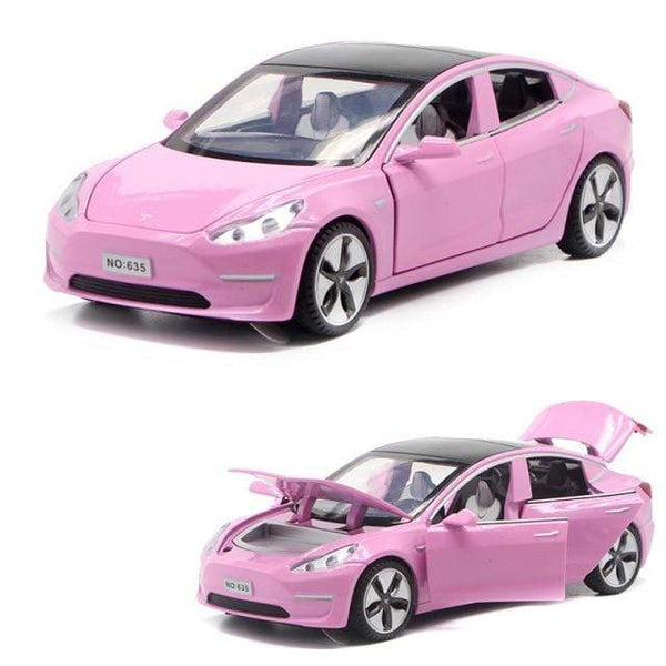 Planet Gates Pink 1:32 Tesla MODEL3 Alloy Model Sound and Light Pull Back Car Model Children's Toys Decoration Collection Toys Car Toy