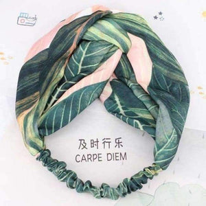 Planet Gates Pink 1 COKK Wide Flower Hair Band Headband Hair Accessories For Women Girls Leaf Print Headband Vintage Cross Hairband Lady Hair Scarf