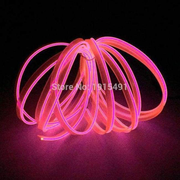 Planet Gates Růžová / 1 metr Vysoce kvalitní DC-12V měnič + 10barevný LED pásek Neonové světlo 1/2/3/4/5 metrů 2.3mm-sukně EL drátěné lano pro vánoční dekorace
