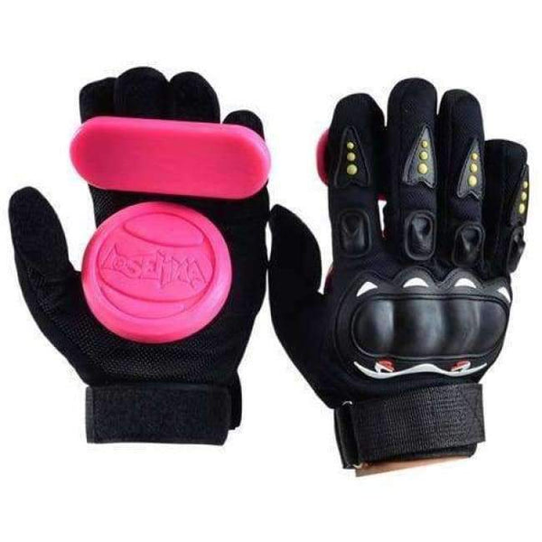 Planet Gates pink 1 Pair Full Finger Shockproof Longboard Skateboard Glove With Protective Sliders Professional Down Hill Skate Board Gloves