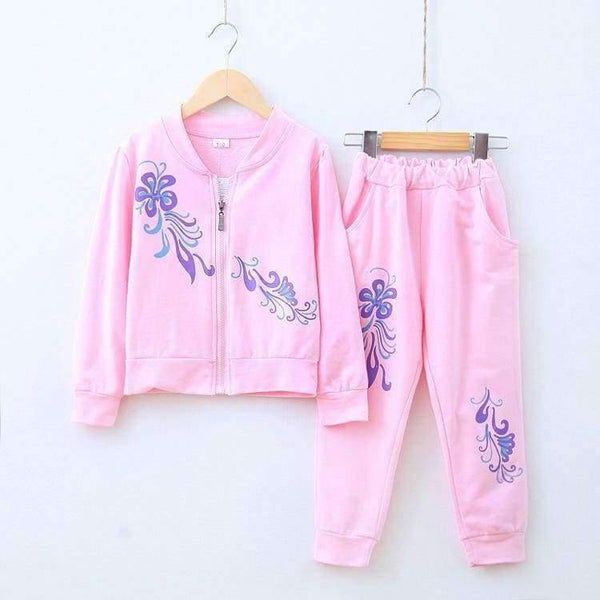 Planet Gates Pink / 10 Autumn teenage girl clothing sets baby girls lovely flower candy color sports suits kids cotton jogging set children clothes