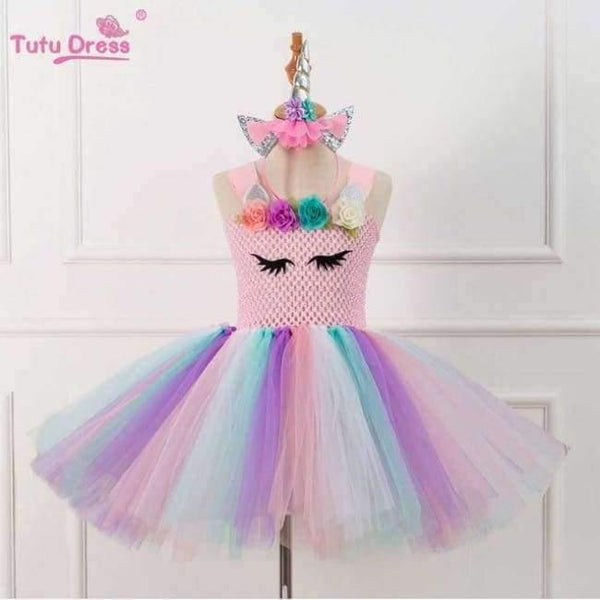 Planet Gates Pink / 10 Colorful Flowers Baby Girls Clothes Birthday Party Dresses Children  Birthday Gift  Tutu Costume Summer Girl Tutu Dress