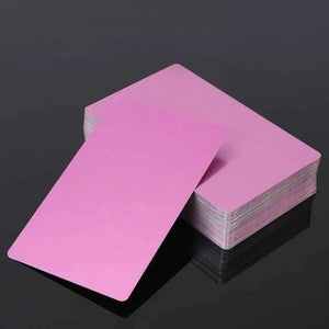 Planet Gates Pink 100Pcs Black Silver Alumium Alloy Card Laser Engraved Metal Business Visiting Name Cards Blanks 0.22mm Thickness 3.4x2.1 Inch