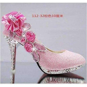Planet Gates pink 10cm / 4 2016 Glitter Gorgeous Wedding Bridal Evening Party Crystal High Heels Women Shoes Sexy Woman Pumps Fashion Bridal Shoes 9 color