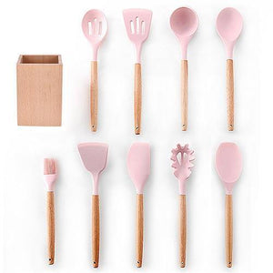 Planet Gates Pink 10pcs-D 9/10/12pcs Cooking Tools Set Premium Silicone Kitchen Cooking Utensils Set With Storage Box Turner Tongs Spatula Soup Spoon