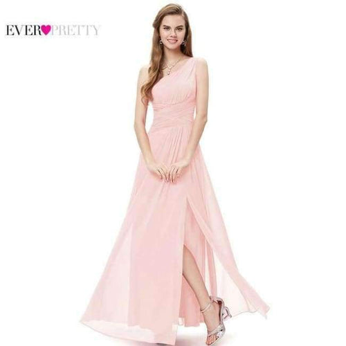 Planet Gates Pink / 12 Pretty Elegant Sexy Women Bridesmaid Dresses Chiffon Backless One Shoulder A Line Party Bridesmaid Dress