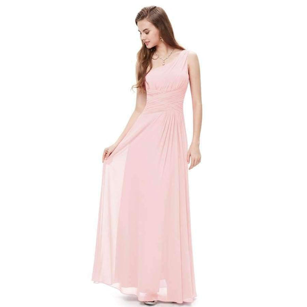 Planet Gates Pink / 12 Pretty Elegant Sexy Women Bridesmaid Dresses Chiffon Backless One Shoulder A Line Party Bridesmaid Dress