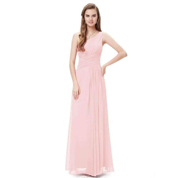 Planet Gates Pink / 12 Pretty Elegant Sexy Women Bridesmaid Dresses Chiffon Backless One Shoulder A Line Party Bridesmaid Dress