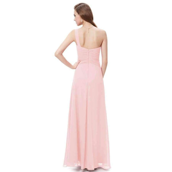 Planet Gates Pink / 12 Pretty Elegant Sexy Women Bridesmaid Dresses Chiffon Backless One Shoulder A Line Party Bridesmaid Dress