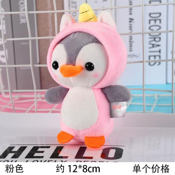 Planet Gates Pink 12CM Penguin Stuffed Plush Animal Pendant Keychain Doll Stroller Toys For Children Kids Small Mini Plush Toys Baby Xmas Gift