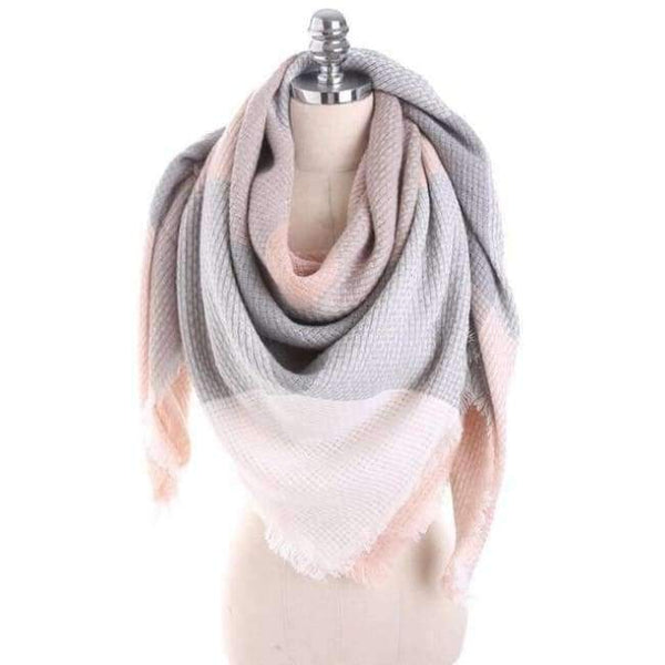 Planet Gates Pink / 140cmX140cm Luxury Brand Winter Scarf Women Square Stitching Plaid Cashmere Warp Knitting Thick Shawls and Wrap Blanket Dropshipping