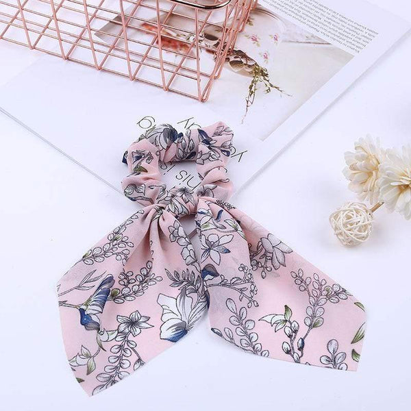 Chiffon Ribbons Hairband Elastic Hair Rope Hair Tie Floral Scrunchie Women Ponytail Holder Rubber Headbands Accessories