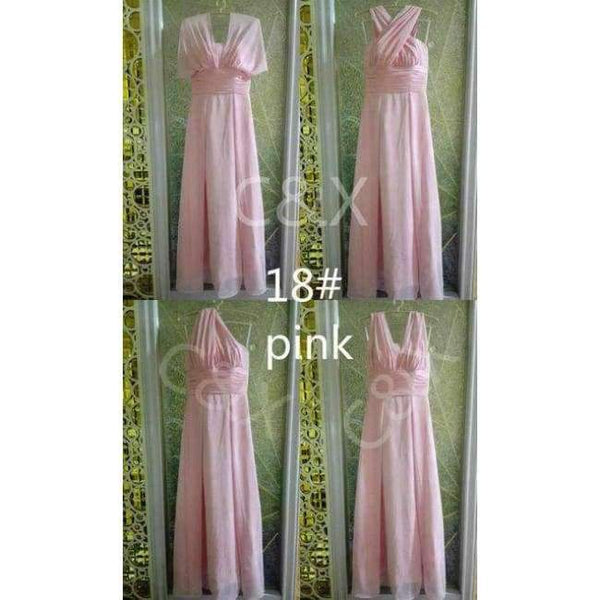 Planet Gates Pink 18 in swatches / 2 Chiffon long Convertible bridesmaid dresses Blue pink ribbon wedding Prom party dress Plus Vestidos