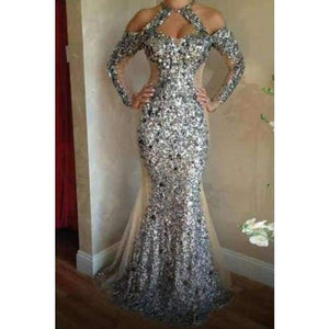 Planet Gates Pink / 18 Silver Sequined Crystal Evening Dresses Long Mermaid Sparkly Formal Gowns Amazing Women party DRess Vestidas De Noiva