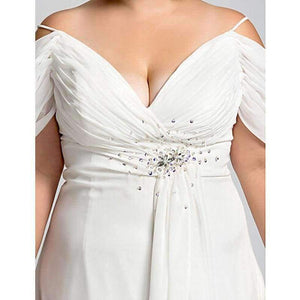 Planet Gates Pink / 18 White Chiffon V Neck Evening Dress 2016 Vestidos de noiva Crystal Spaghetti Strap Long Backless Formal Dresses