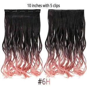 Planet Gates Pink / 18inches 18" Rainbow Synthetic Hairpieces 5 Clips in Hair Extensions Long Curly Pink Purple Ombre Wigs For Women One Piece Heat Resistant