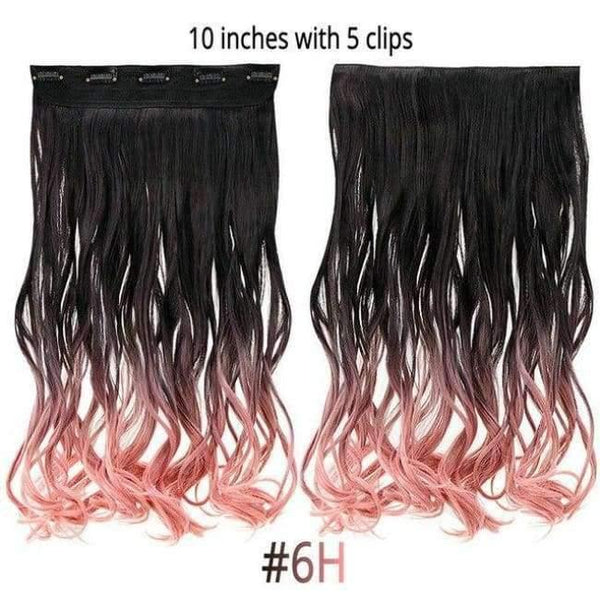 Planet Gates Pink / 18inches 18" Rainbow Synthetic Hairpieces 5 Clips in Hair Extensions Long Curly Pink Purple Ombre Wigs For Women One Piece Heat Resistant