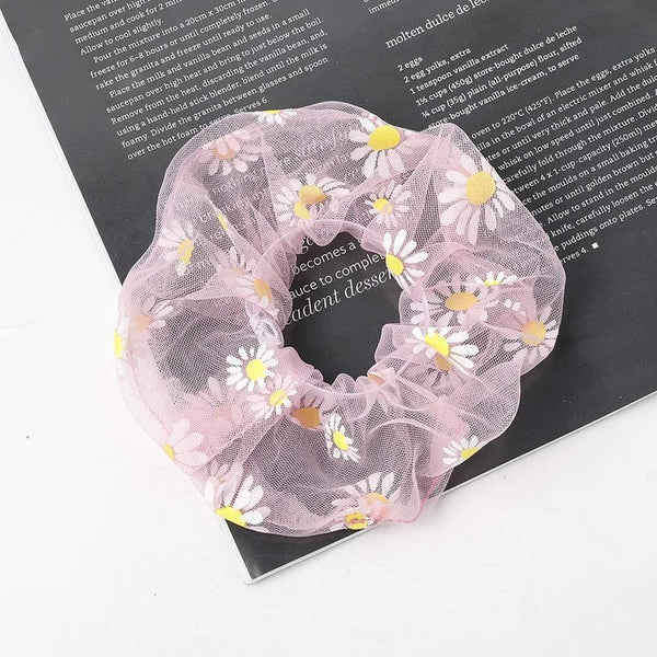 1PCS Scrunchies Hair Ring Daisy Floral Hair Ties Rope Autumn Winter Women Ponytail Hair Accessories Girls Hairbands Gifts