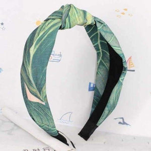 Planet Gates Pink 2 COKK Wide Flower Hair Band Headband Hair Accessories For Women Girls Leaf Print Headband Vintage Cross Hairband Lady Hair Scarf