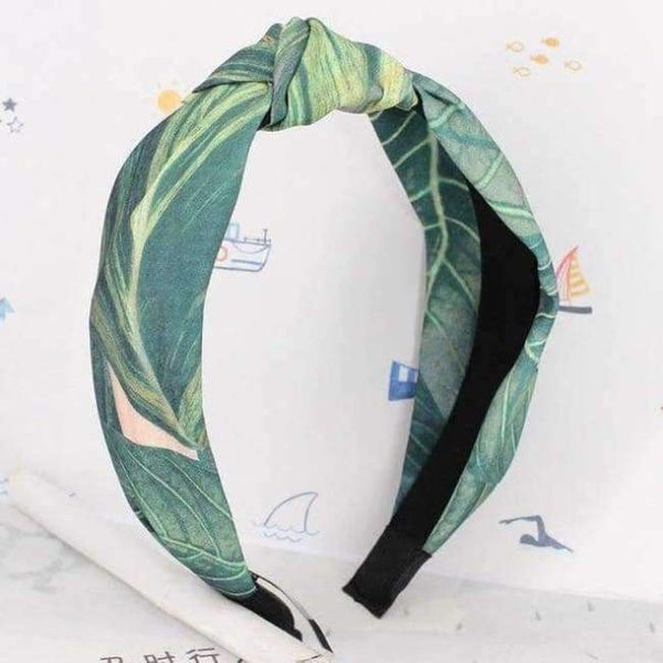 Planet Gates Pink 2 COKK Wide Flower Hair Band Headband Hair Accessories For Women Girls Leaf Print Headband Vintage Cross Hairband Lady Hair Scarf