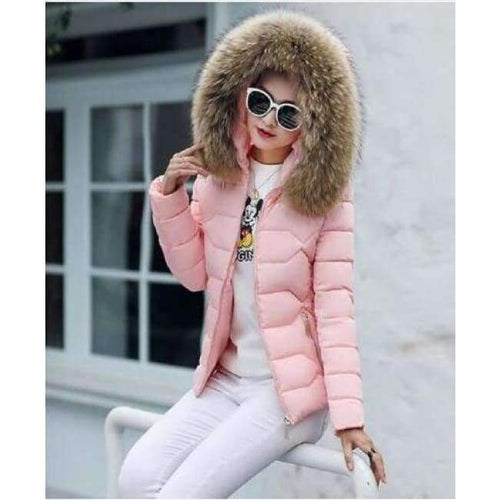Planet Gates pink 2 / S New Fashion Winter Jacket Women Fake Raccoon Fur Collar Winter Coat Women Parkas Warm Down Jacket Female outerwear