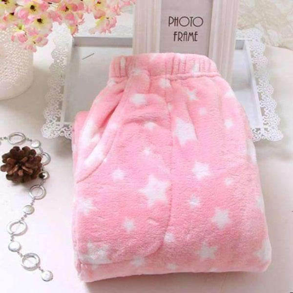 Planet Gates pink 2 / XL Fdfklak Women's Trousers 2018 Winter New Flannel Pants For Home Cotton Pajama Bottoms Pajama Style Pants Women Lounge Pants Q411