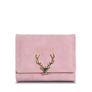 Planet Gates Pink 2017 Latest Christmas Deer Women Leather Wallet VintageTri-Folds Luxury Cash  Purse Girl Small Black Clutch coin purses holders