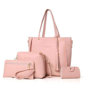 Planet Gates pink / (20cm<Max Length<30cm) Women Bag Set Top-Handle Big Capacity Female Tassel Handbag Fashion Shoulder Bag Purse Ladies PU Leather Crossbody Bag