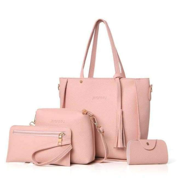 Planet Gates pink / (20cm<Max Length<30cm) Women Bag Set Top-Handle Big Capacity Female Tassel Handbag Fashion Shoulder Bag Purse Ladies PU Leather Crossbody Bag