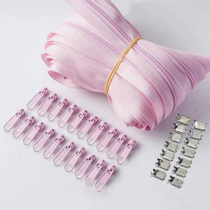 Planet Gates pink / 3# / 10M20PCSilder10Stopp Meetee 10/20M Nylon 3# Coil Zipper With Slider & Stopper For Quilt Bags Tent Invisible Clothing Zip Sewing Crafts Accessories