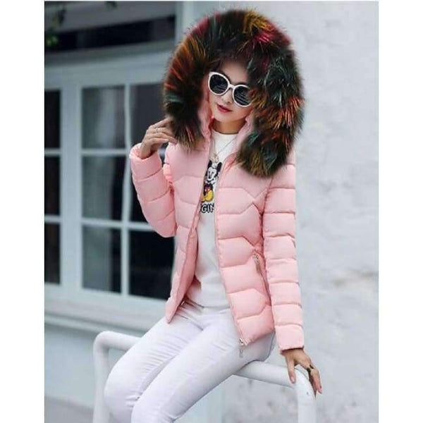 Planet Gates pink 3 / S New Fashion Winter Jacket Women Fake Raccoon Fur Collar Winter Coat Women Parkas Warm Down Jacket Female outerwear