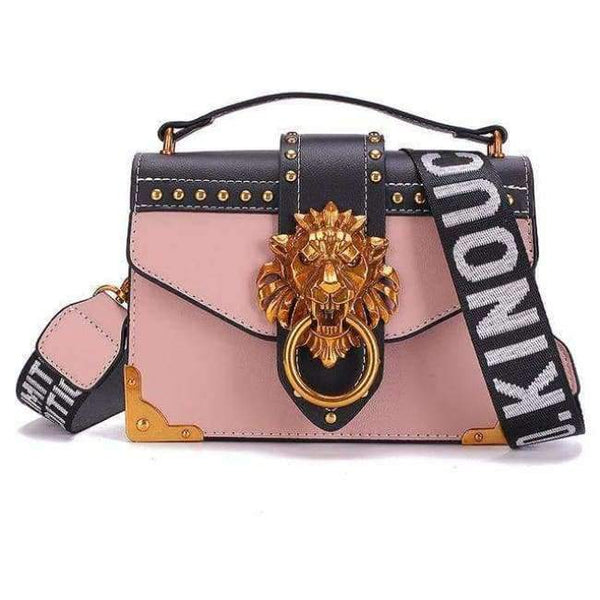 Planet Gates Pink / (30cm<Max Length<50cm) Fashion Metal Lion Head Mini Small Square Pack Shoulder Bag Crossbody Package Clutch Women Designer Wallet Handbags Bolsos Mujer