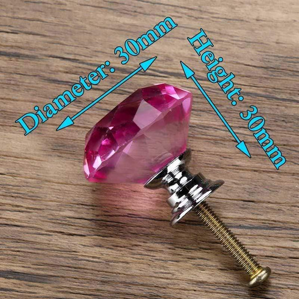 30mm Diamond Shape Design Crystal Glass Knobs Cupboard Pulls Drawer Knobs Kitchen Cabinet Handles Furniture Handle Hardware