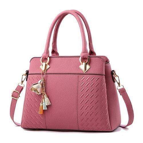 Planet Gates Pink / 31x14x23cm Women Handbags Tassel PU Leather Totes Bag Top-handle Embroidery Crossbody Bag Shoulder Bag Lady Simple Style Hand Bags